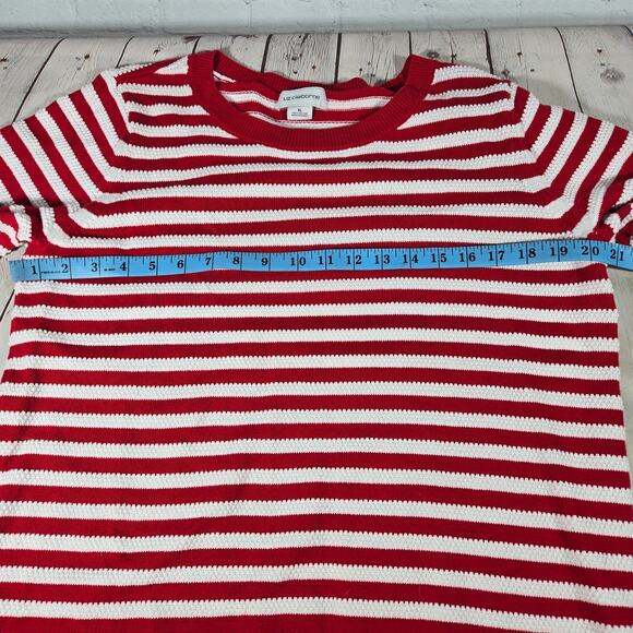 Liz Claiborne Cotton Red and White Striped‎ Crewneck Pullover Sweater XL - Picture 5 of 7